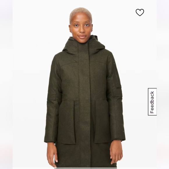 Lululemon Winter Warrior Wool Parka- Heathered Dark Olive - Picture 1 of 9